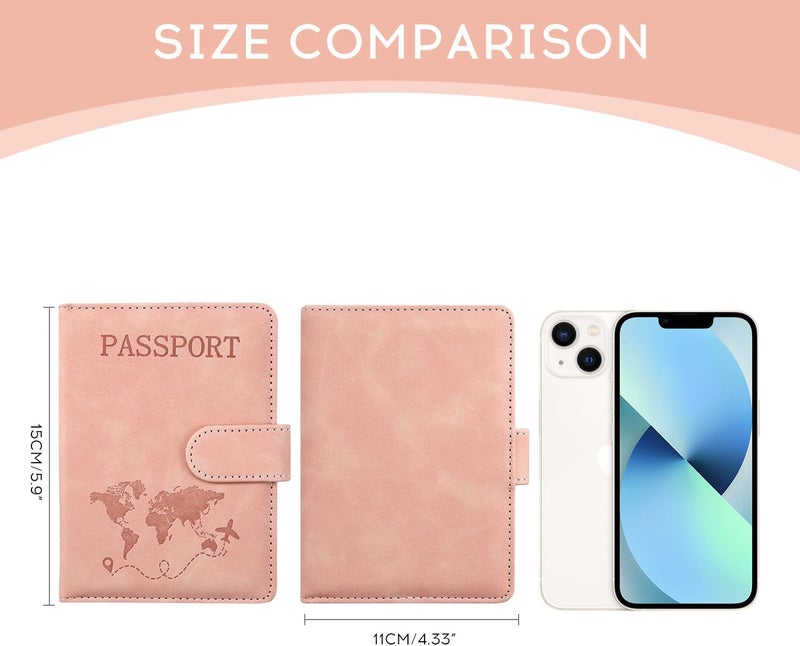 ILIYAH -Passport Cover-Passport Holder Travel Wallet-RFID Blocking Passport Case Travel Accessories Card Holder Wallet Unisex Travel Gifts(Pink) - Image 2